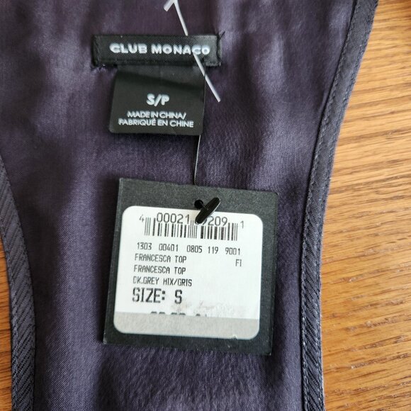 CLUB MONACO SHIMMER TANK SILK BLEND BLUISH GREY SIZE S - Picture 12 of 12